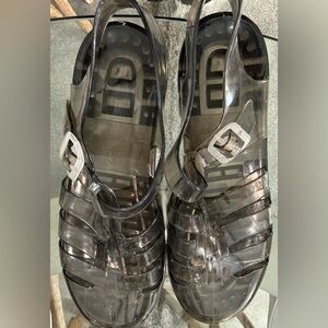 Clear Smoke Jelly Sandals with Buckle